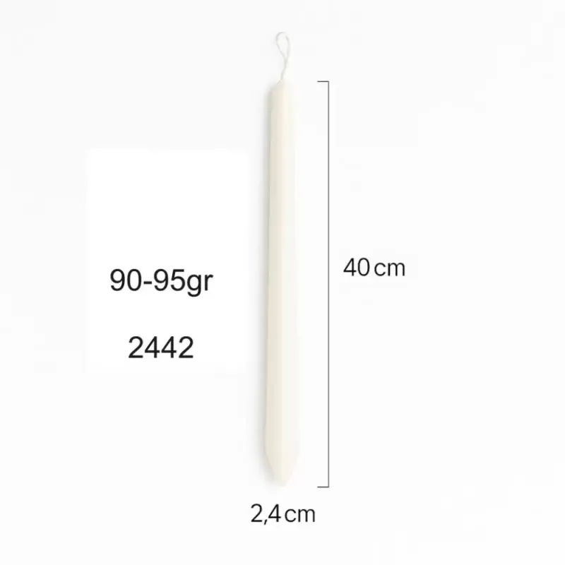 Dekor Candles - Κλασική Πασχαλινή Λαμπάδα Λευκή Απλή Φ2,2x40cm – 95gr (1 τεμ.) 08.0.2442