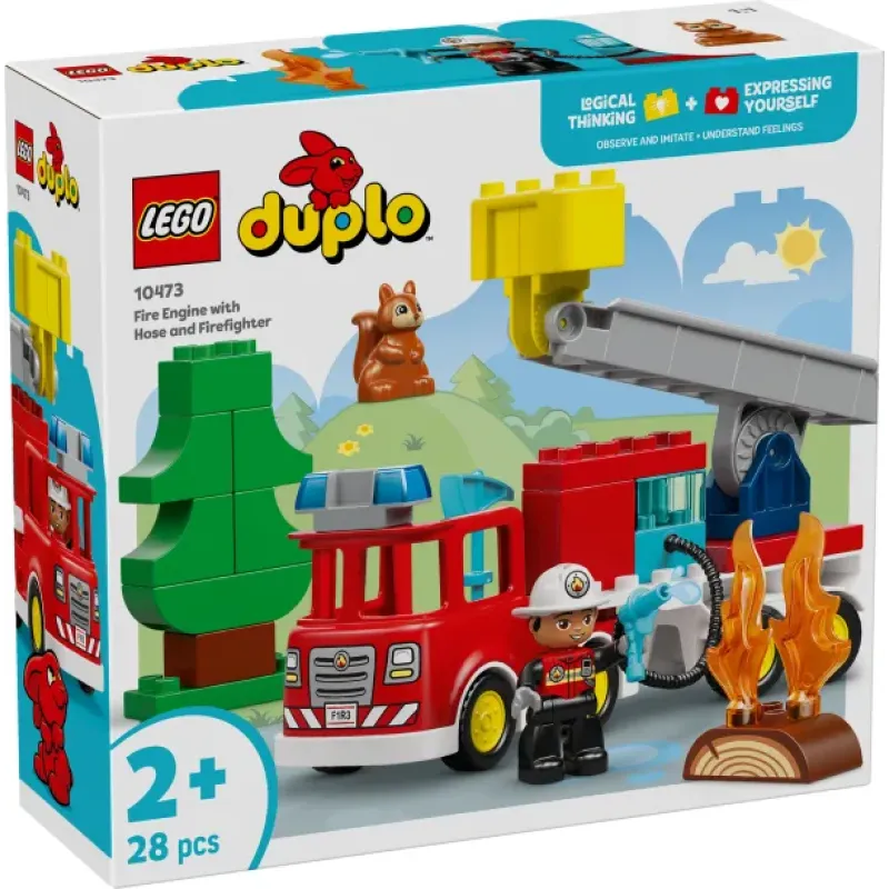 Lego Duplo -  Fire Truck With Hose And Firefighter 10473