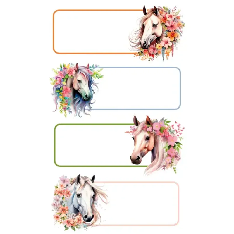 Bsb - Ετικέτες Αυτοκόλλητες Τετραδίων, Horses, Flowers 9 Τμχ 11-986