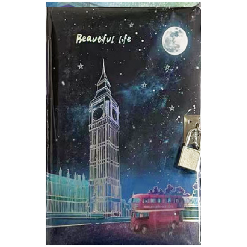 Maxleaf - Σημειωματάριο Με Κλειδαριά Ριγέ Βιβλιοδετημένο 12Χ19.5εκ. 96Φ. Beautiful Life, Big Ben 132.0580