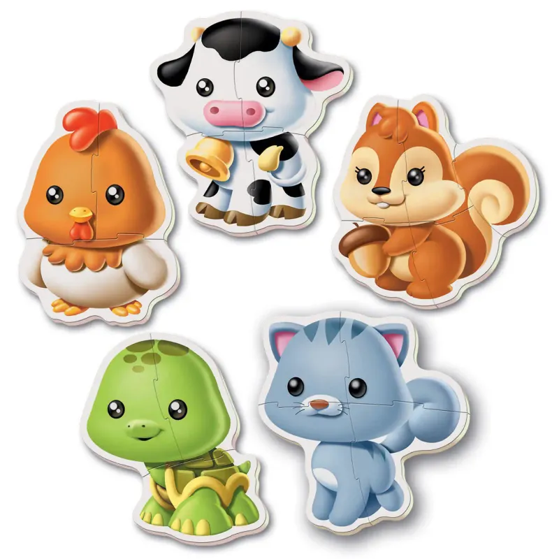 Educa - 5 In 1 Puzzle Baby Animals II 3/3/4/4/5 Pcs 13473