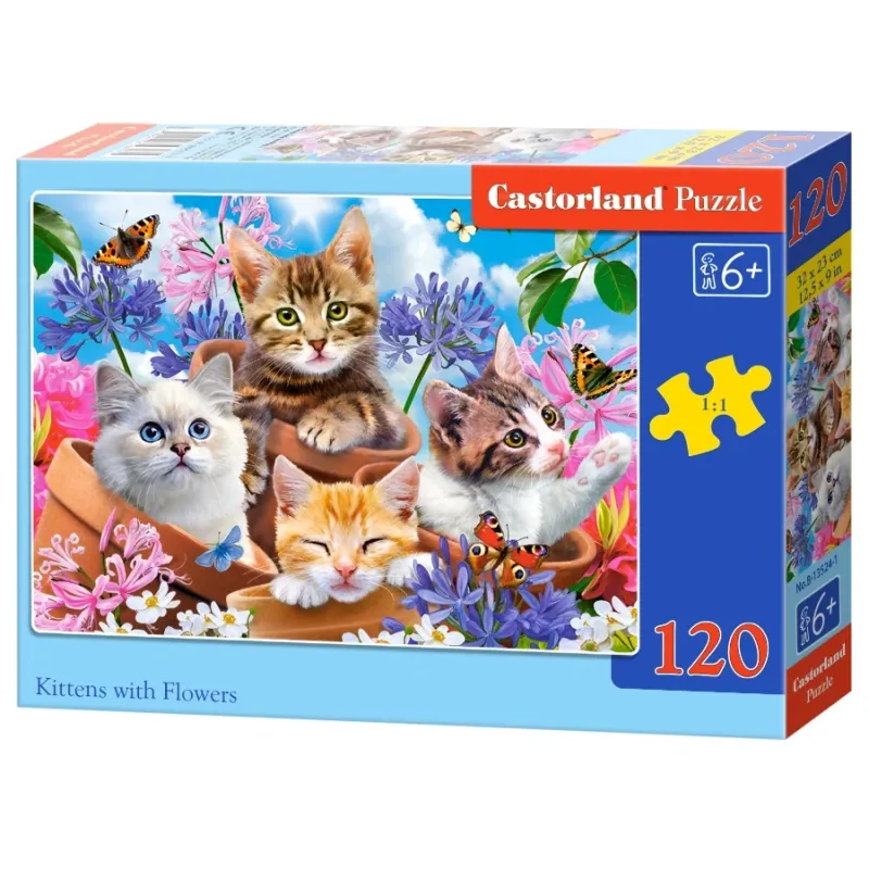 Castorland - Puzzle, Kittens With Flowers 120 Pcs 13524