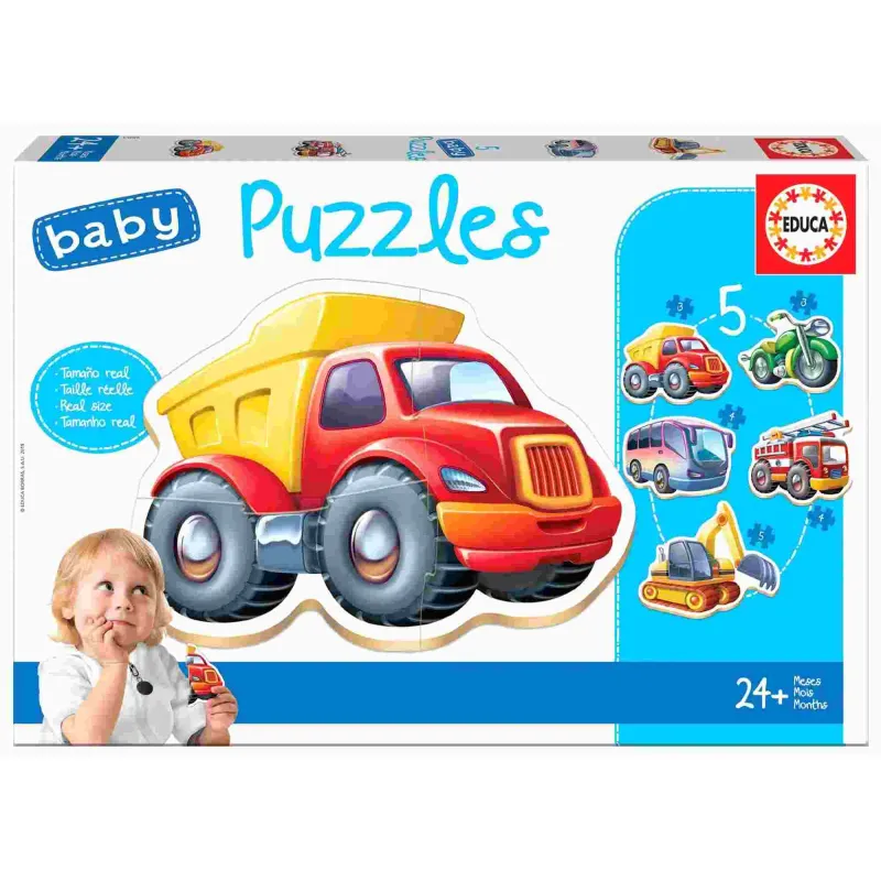 Educa - 5 In 1 Puzzle Baby, Transport 3/3/4/4/5 Pcs 14866