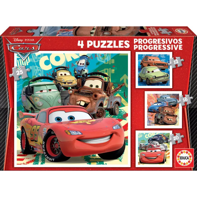Educa - 4 In 1 Puzzle Cars 12/16/20/25 Pcs 14942