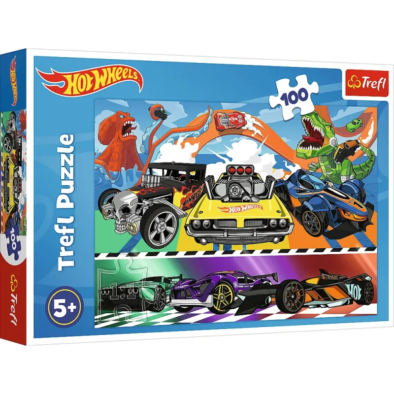 Trefl - Puzzle Hot Wheels, Speeding Cars 100 Pcs 16466