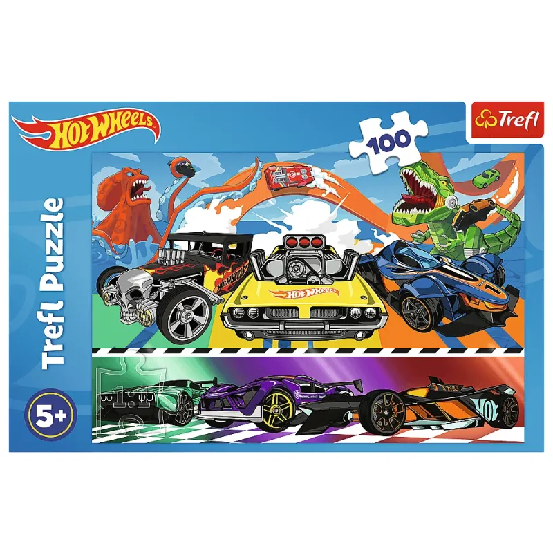 Trefl - Puzzle Hot Wheels, Speeding Cars 100 Pcs 16466