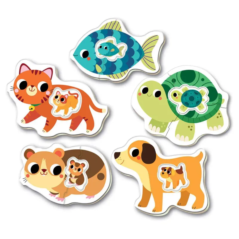 Educa - 5 In 1 Puzzle Baby, Animals Pets 2/2/3/3/4 Pcs 17573