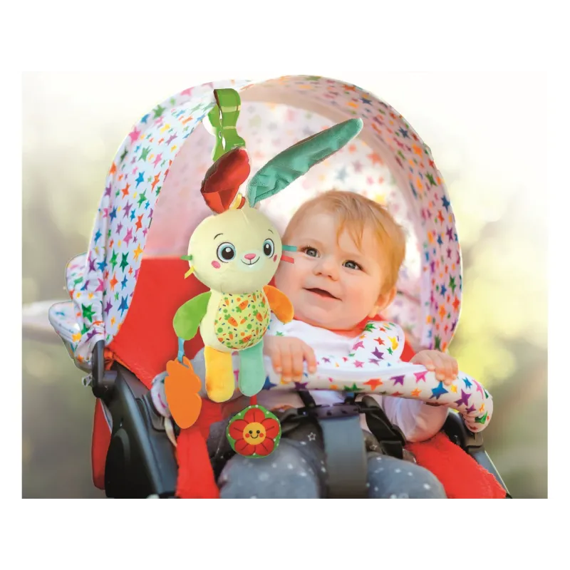 Baby Clementoni - Βρεφικό Λούτρινο Λαγουδάκι Βόλτας με Κλιπ 17622