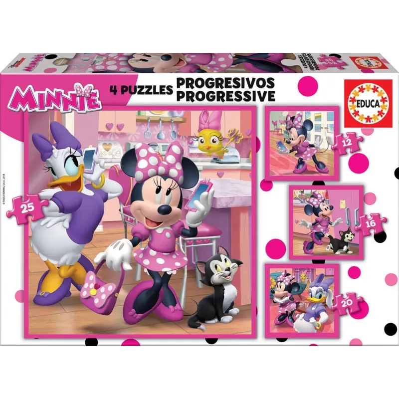 Educa - 4 In 1 Puzzle Minnie Happy Helper 12/16/20/25 Pcs 17630