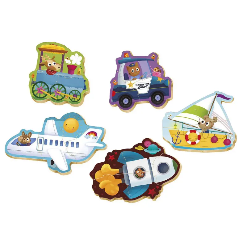 Educa - 5 In 1 Puzzle Baby, Transportation 3/4/4/4/5 Pcs 18059