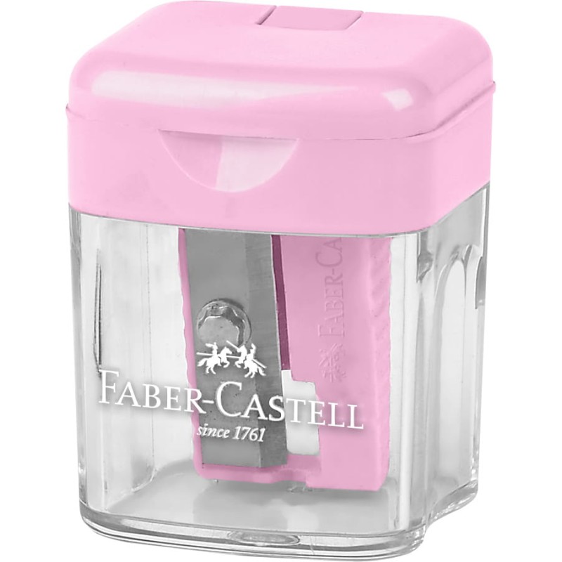 Faber Castell - Ξύστρα Βαρελάκι Μονή Mini Box, Παστέλ Ροζ 182801