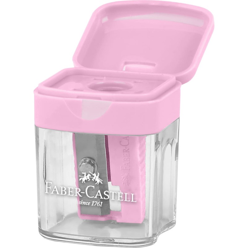 Faber Castell - Ξύστρα Βαρελάκι Μονή Mini Box, Παστέλ Ροζ 182801