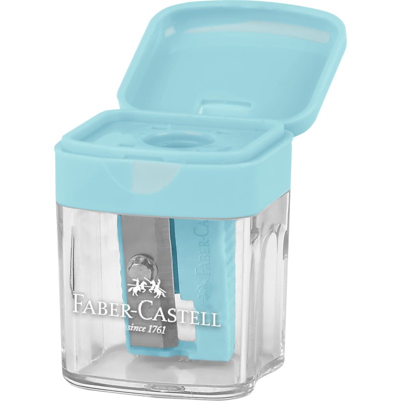Faber Castell - Ξύστρα Βαρελάκι Μονή Mini Box, Παστέλ Γαλάζιο 182801