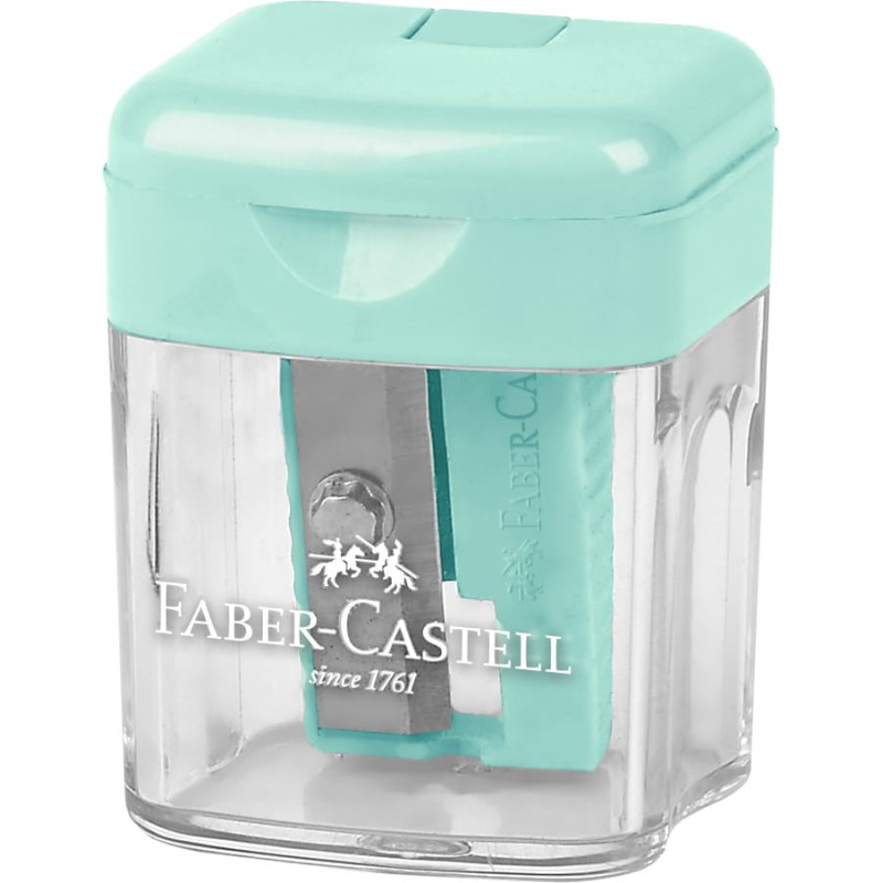 Faber Castell - Ξύστρα Βαρελάκι Μονή Mini Box, Παστέλ Βεραμάν 182801
