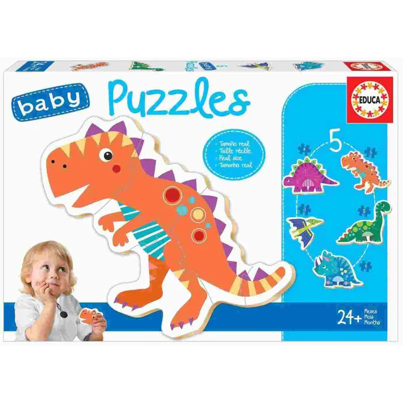 Educa - 5 In 1 Puzzle Baby, Dinosaurs 3/4/4/5/5 Pcs 18873