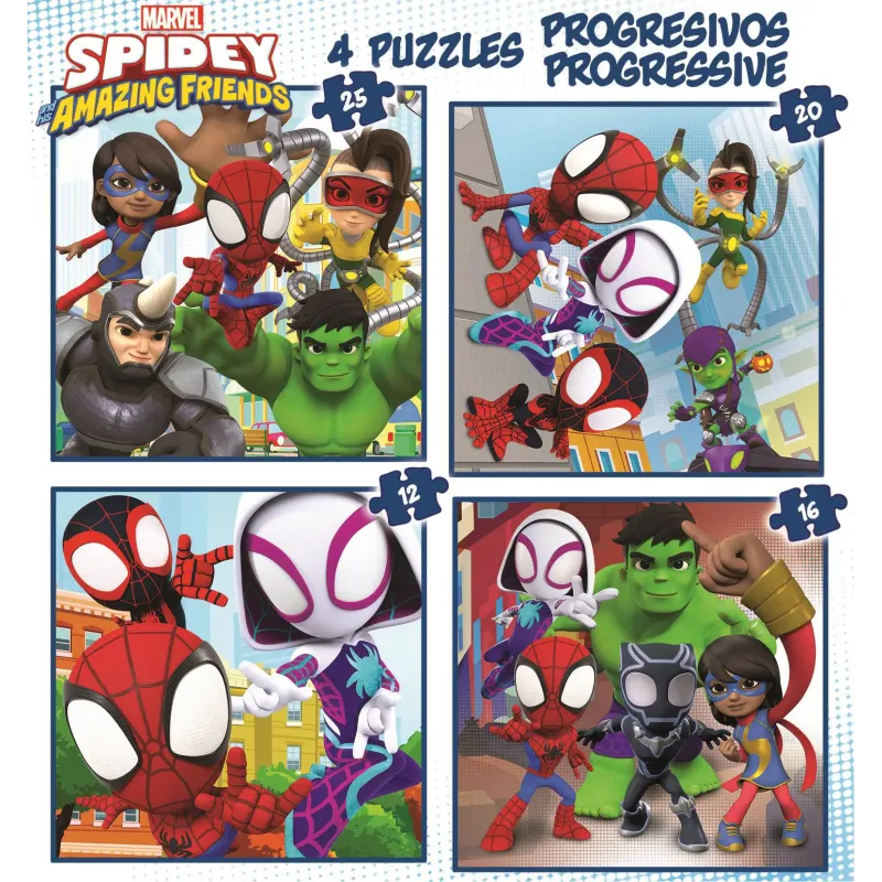 Educa - 4 In 1 Puzzle Spidey And His Amazing Friends 12/16/20/25 Pcs 19295