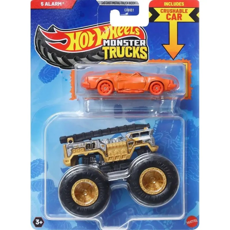 Mattel Hot Wheels - Monster Truck Με Αυτοκινητάκι, 5 Alarm JCG37 (GRH81)