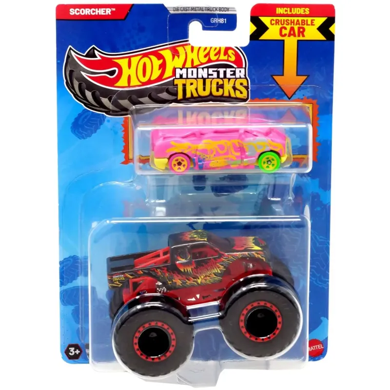 Mattel Hot Wheels - Monster Truck Με Αυτοκινητάκι, Scorcher JCG31 (GRH81)
