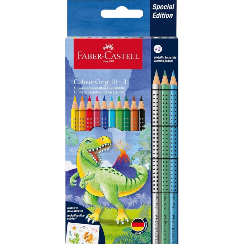 Faber Castell - Ξυλομπογιές Grip 10+3 Τμχ, Dinosaur  201545