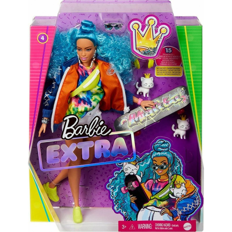 Mattel Barbie - Extra Doll, Blue Curly Hair GRN30 (GRN27)