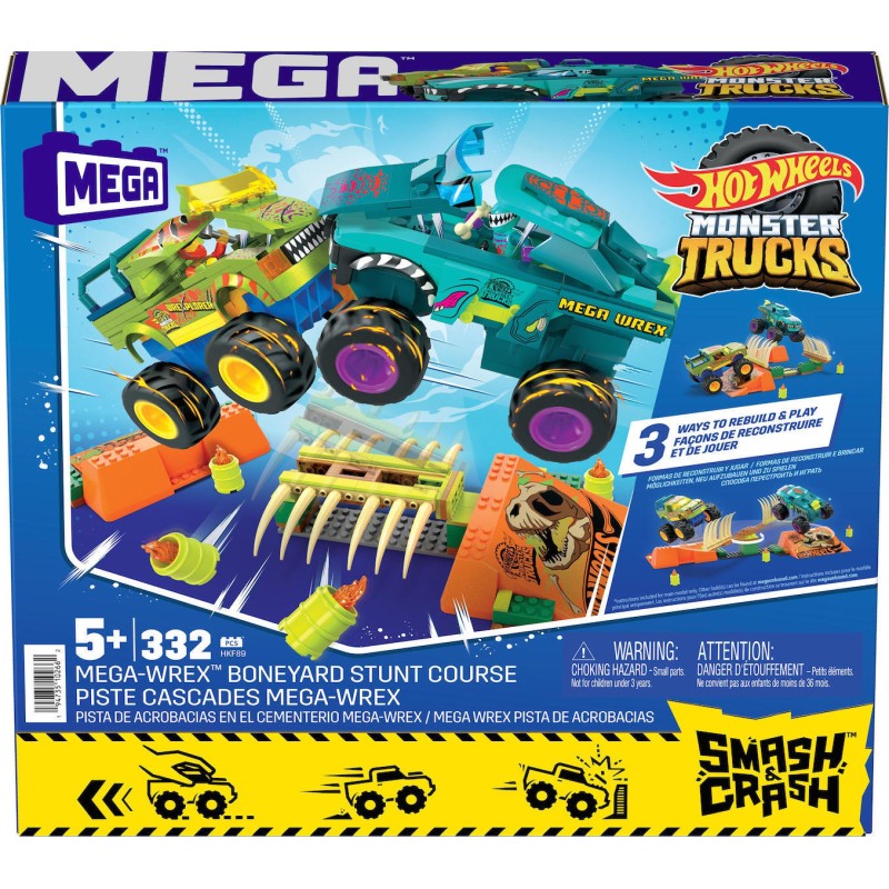 Mattel Hot Wheels - Monster Trucks, Mega Bloks, Boneyard Stunt Course HKF89