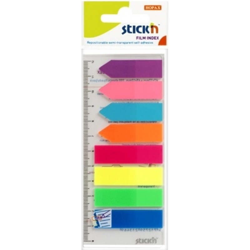 Stick'N - Σελιδοδείκτες Πλαστικοί 45x12mm Neon  (τόξο + ορθογώνιο) 21346