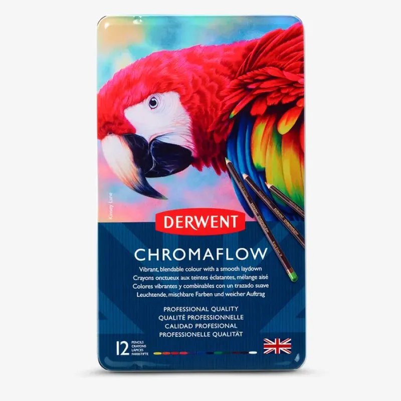 Derwent - Μεταλλική Κασετίνα Με 12 Μολύβια Chromaflow 2305856