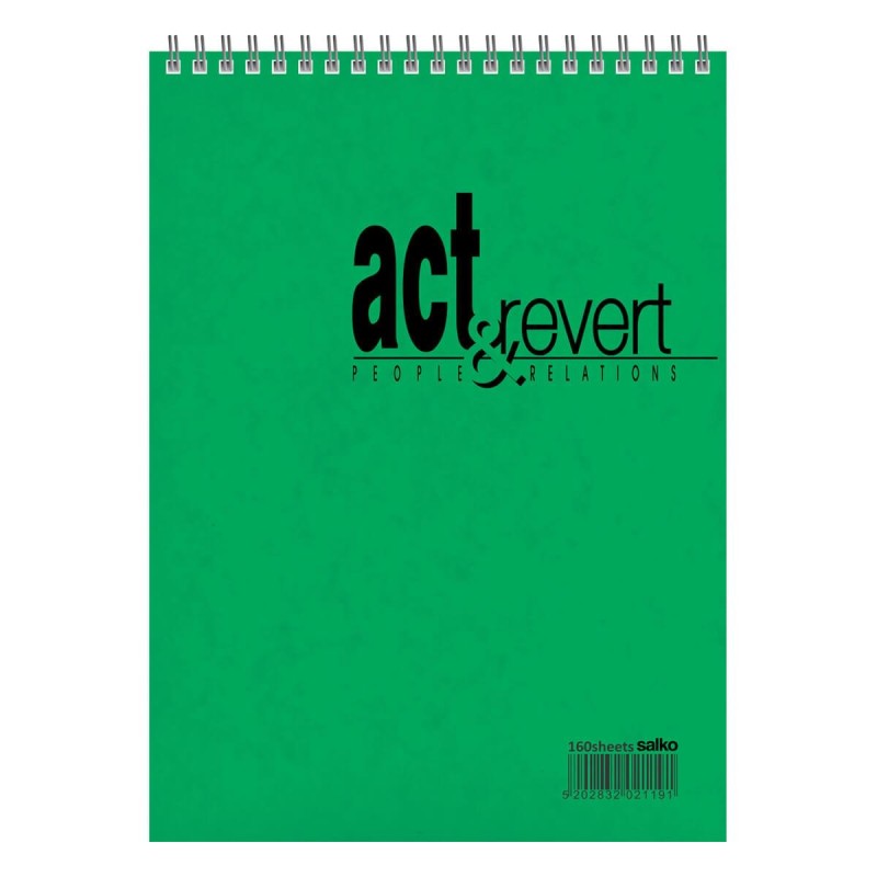 Salko Paper - Μπλοκ Σημειώσεων Σπιράλ 80 Φύλλων, Act & Revert 10x14, Πράσινο 2328