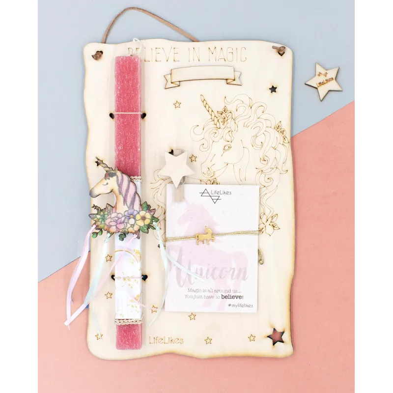 Life Likes - Λαμπάδα Unicorn Κορδέλες Κάδρο 2373