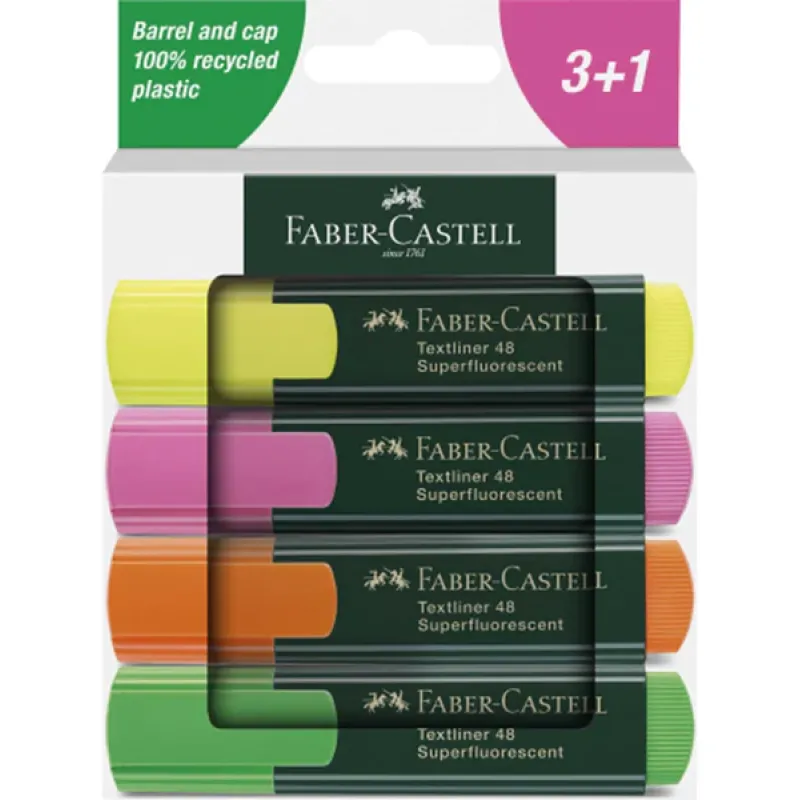 Faber Castell - Μαρκαδόρος Υπογράμμισης Textliner 1546 Fluo 4 Τμχ 254844