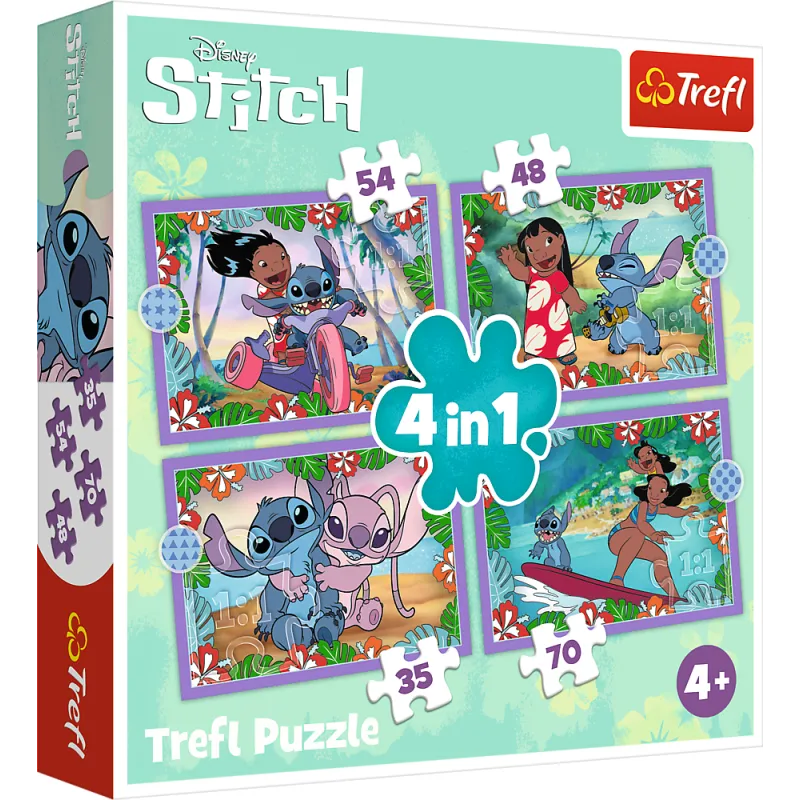 Trefl - Puzzle 4 in 1 Lilo and Stitch’s 54/48/35/70 Pcs 34633