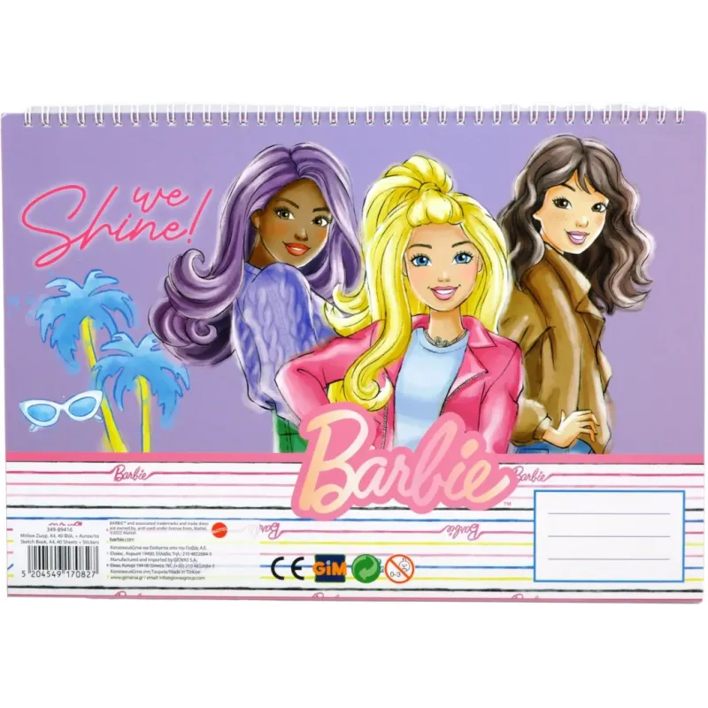 Gim - Μπλοκ Ζωγραφικής Barbie 40Φ 23x33cm 349-89416