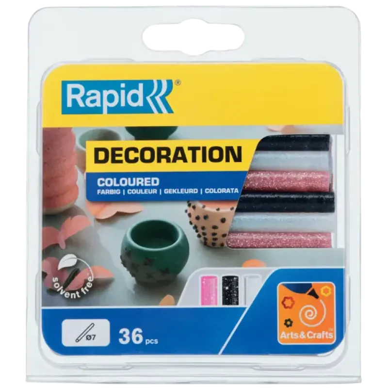 Rapid - Ράβδοι Σιλικόνης Μικροί, Glitter Color 7mm Σετ 36 Τεμ 5001422