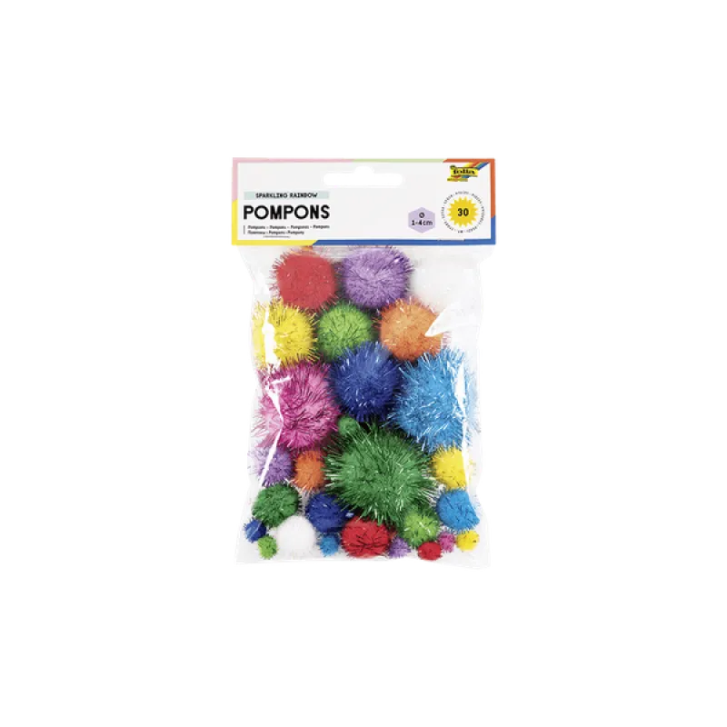 Folia - Πομ-Πομς Χειροτεχνίας, Sparkling Rainbow 30 Τεμ 1-4 εκ 50311
