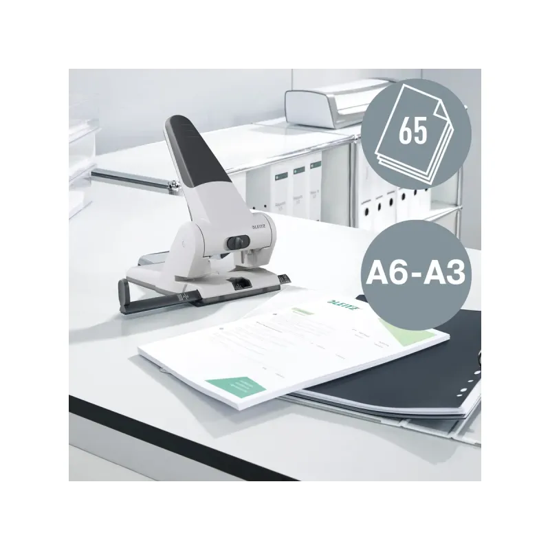 Leitz - Περφορατέρ Heavy Duty 5180 2 Τρυπών, 65 Φύλλων Άσπρο/Μαύρο 5180-00-95