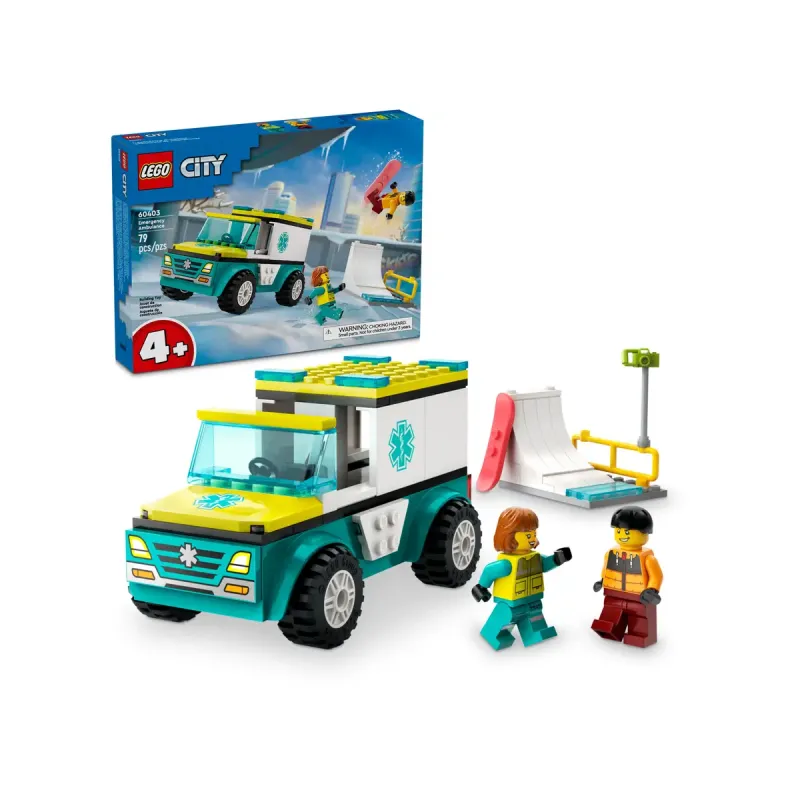 Lego City - Emergency Ambulance and Snowboarder