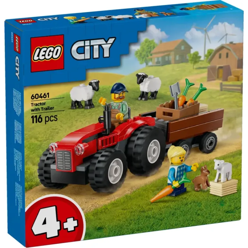 Lego City - Red Farm Tractor With Trailer & Sheep 60461