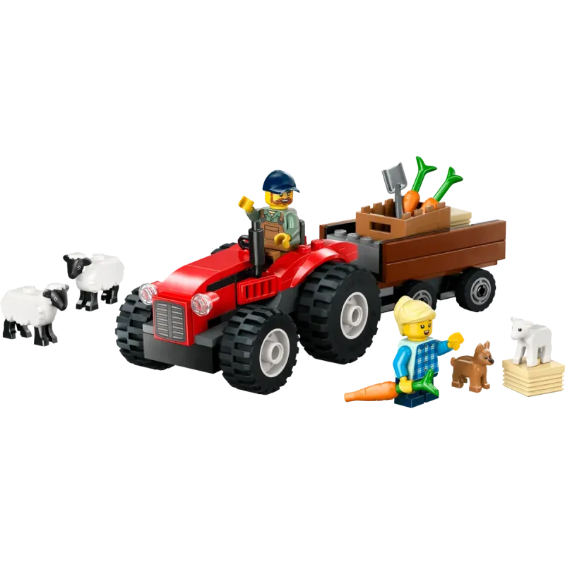 Lego City - Red Farm Tractor With Trailer & Sheep 60461