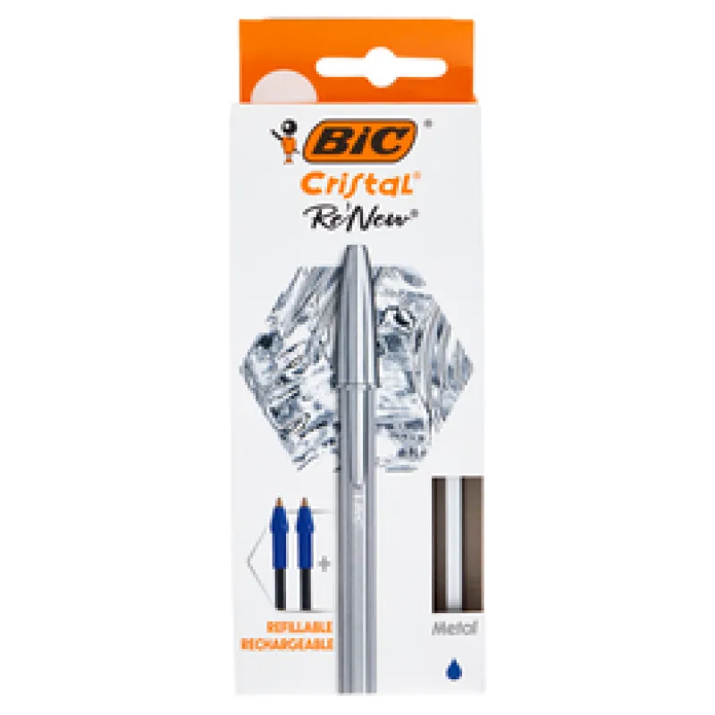Bic - Cristal Re- New Στυλό & 2 Ανταλλακτικά Μπλε 64013