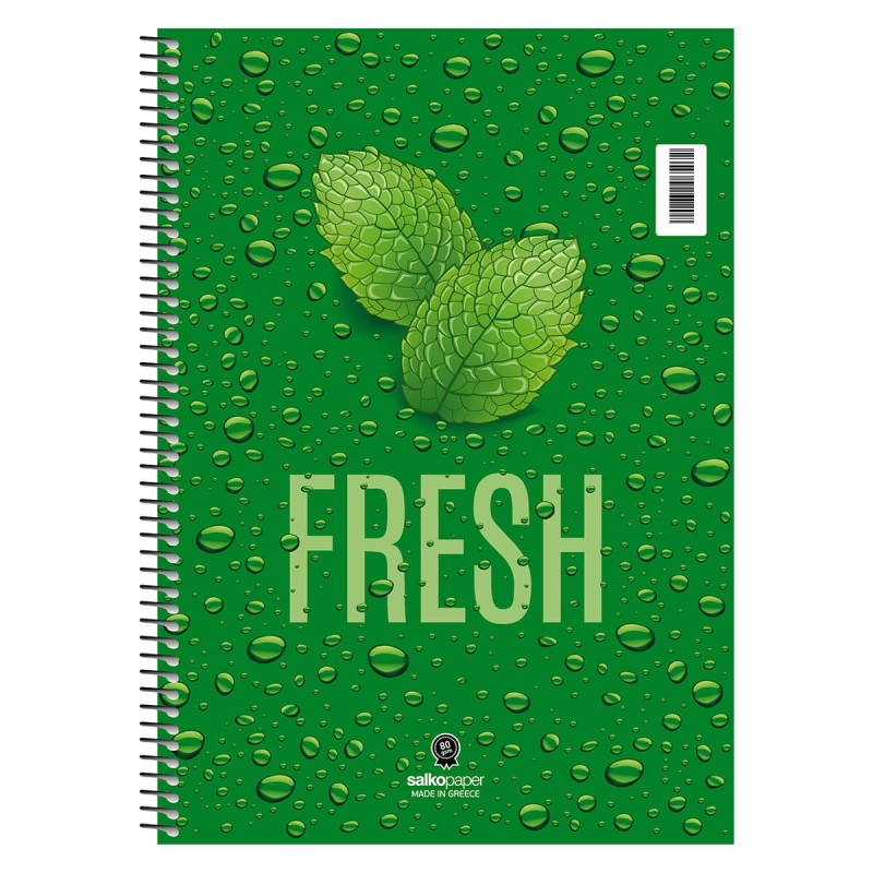 Salko Paper - Τετράδιο Fresh A4, 2 Θέματα 60 Φύλλα Πράσινο 6508