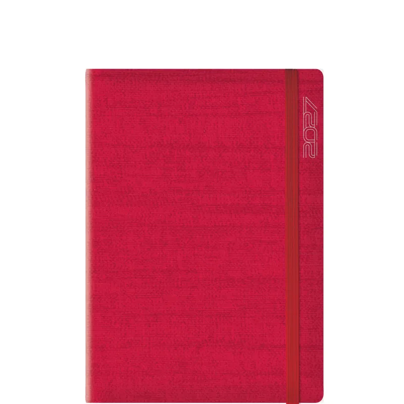 Θεοφύλακτος - Ημερήσιο Ημερολόγιο Kashmir Flat Elastic L 2027, Κόκκινο 17.2x24 6962C.D59