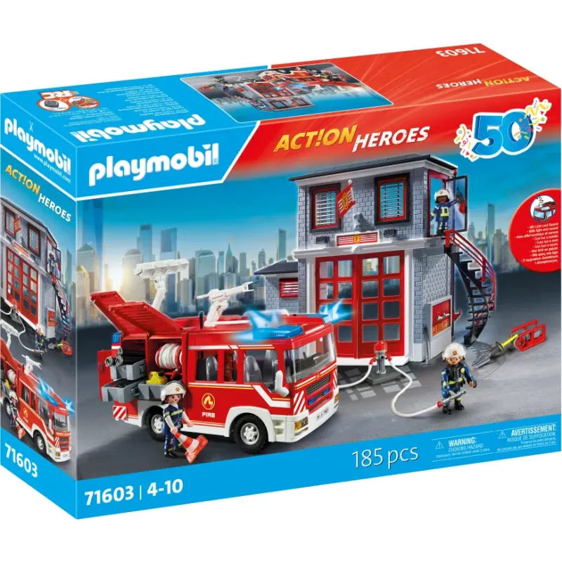 Playmobil Action Heroes - Αρχηγείο Και Όχημα Πυροσβεστικής 71603