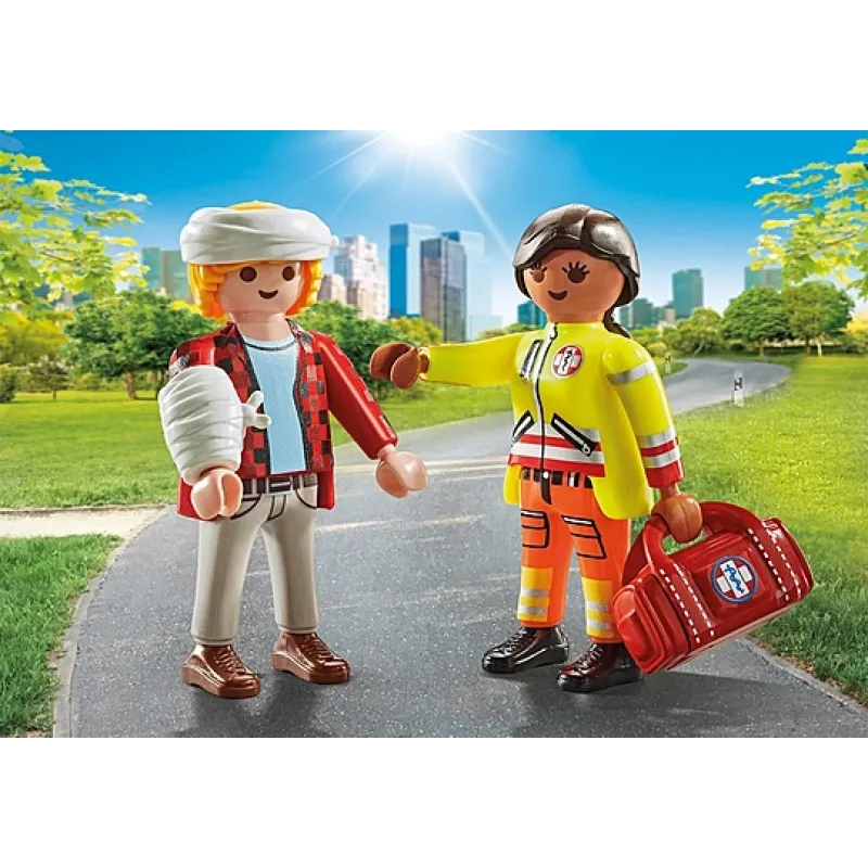 Playmobil City Life - Duopack Διασώστης Και Τραυματίας 71506