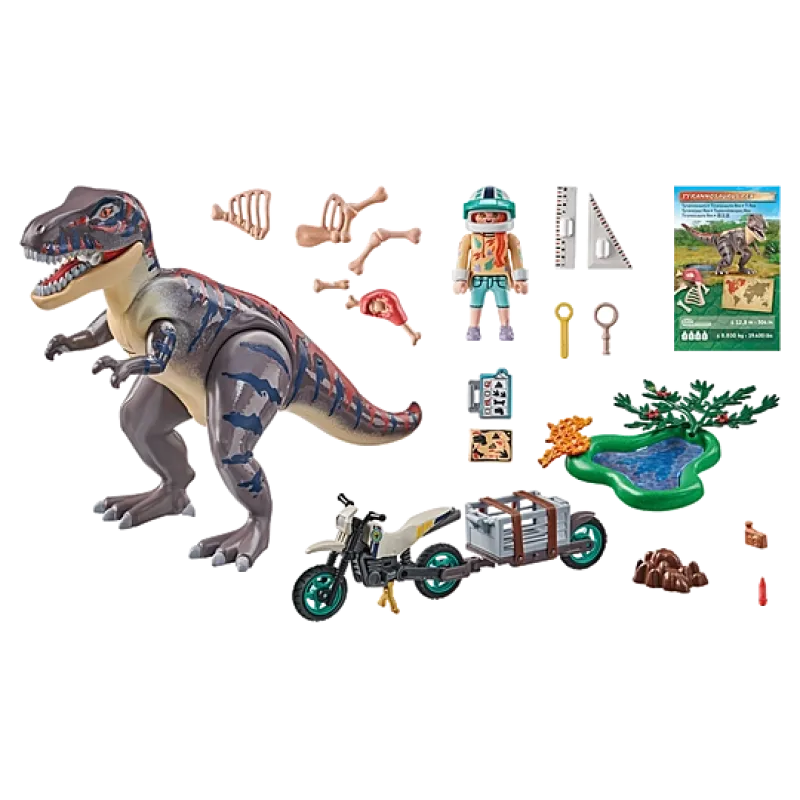 Playmobil Dino - T-Rex Και Εξερευνητής Με Μοτοσικλέτα 71524