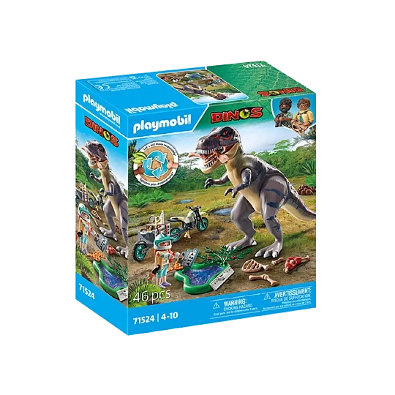 Playmobil Dino - T-Rex Και Εξερευνητής Με Μοτοσικλέτα 71524