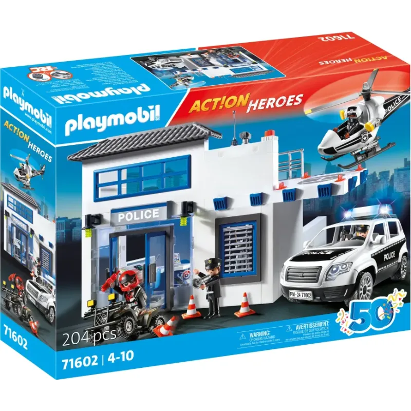 Playmobil Action Heroes - Αστυνομικό Τμήμα Με Περιπολικό Και Ελικόπτερο 71602