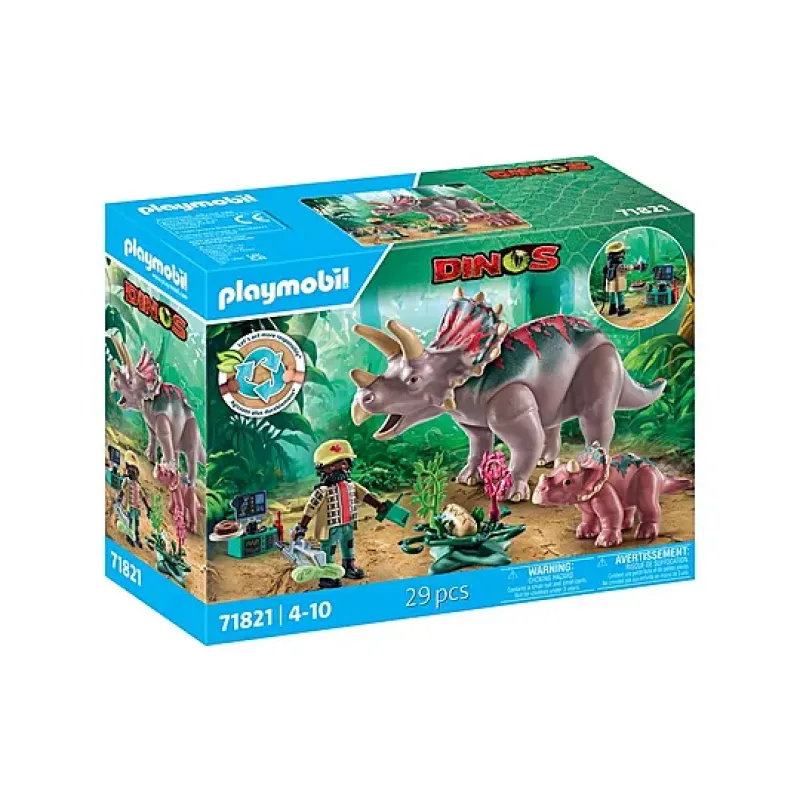 Playmobil Dinos - Εξερευνητής Και Οικογένεια Τρικεράτοπων 71821