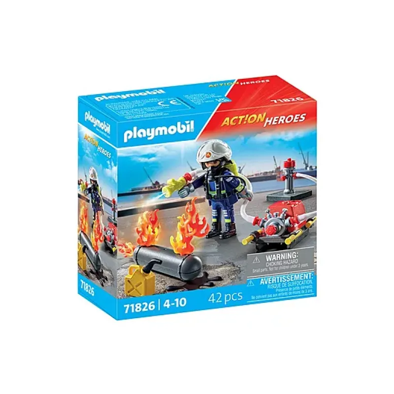 Playmobil Action Heroes - Πυροσβέστης Με Αντλία Νερού 71826