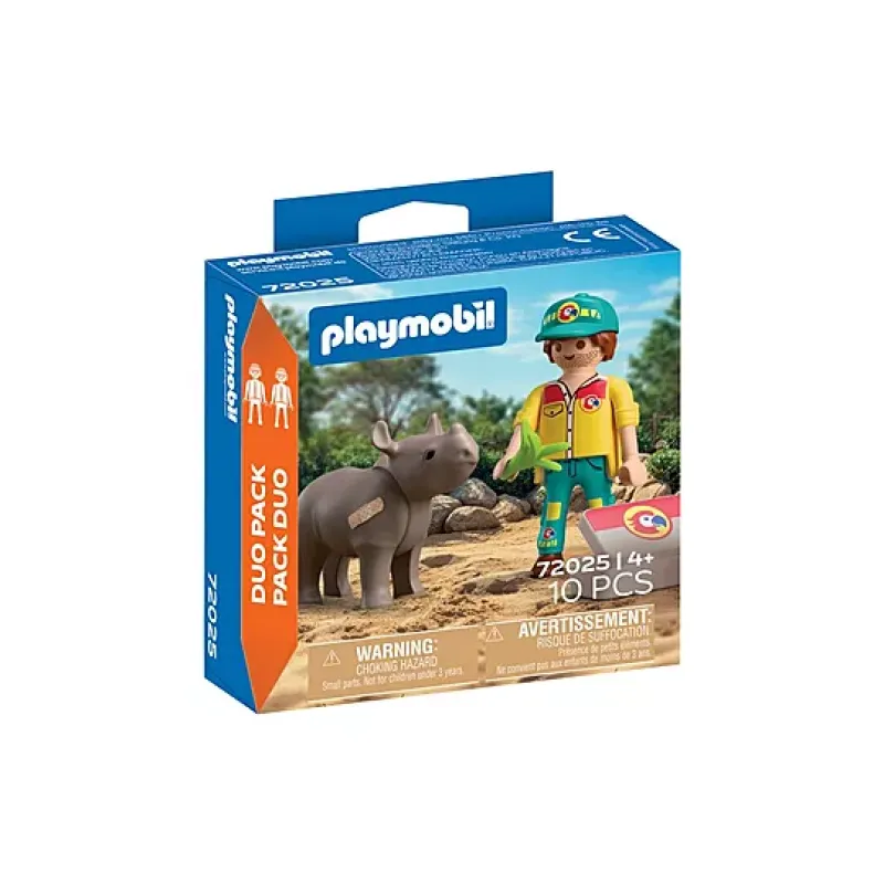 Playmobil Duo Pack - Φροντιστής Ζώων Και Ρινόκερος 72025