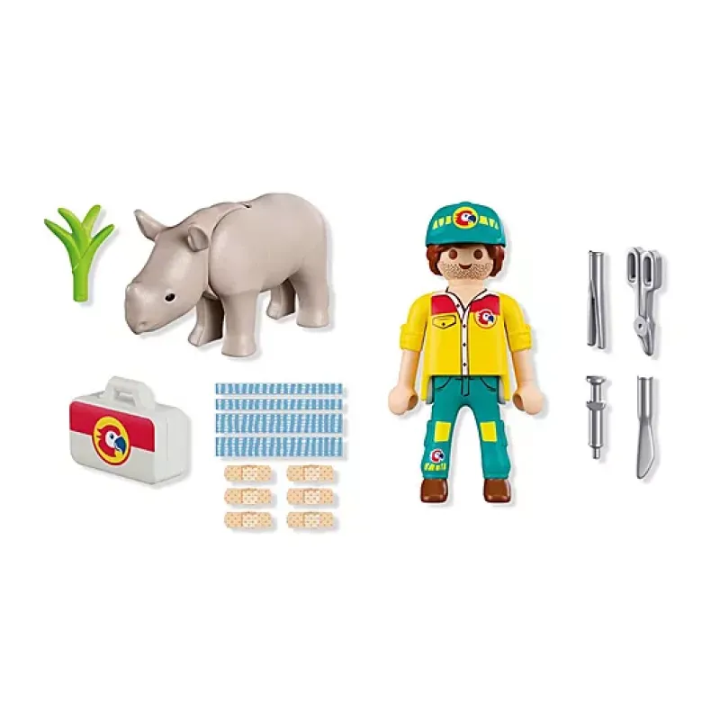 Playmobil Duo Pack - Φροντιστής Ζώων Και Ρινόκερος 72025